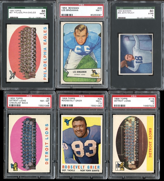 1950s Topps and Bowman Football Group of (6) All PSA/SGC Graded