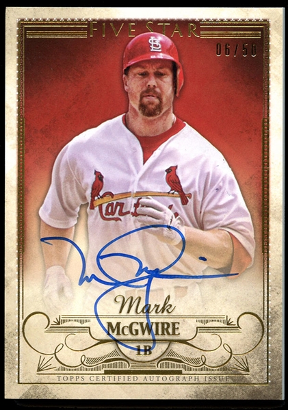 2016 Topps Five Star Mark McGwire Autographed Card