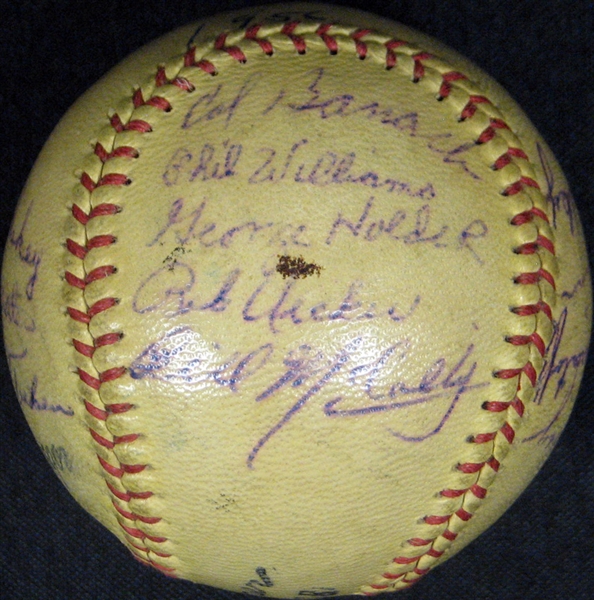 1956 Eau Claire Braves Team-Signed Ball with Pre-Rookie Bob Uecker