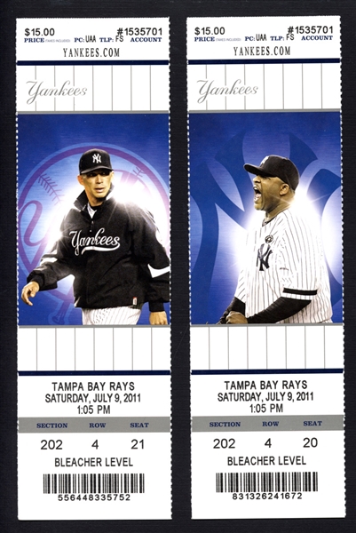 Derek Jeter 3000th Hit Game Pair of Full Tickets