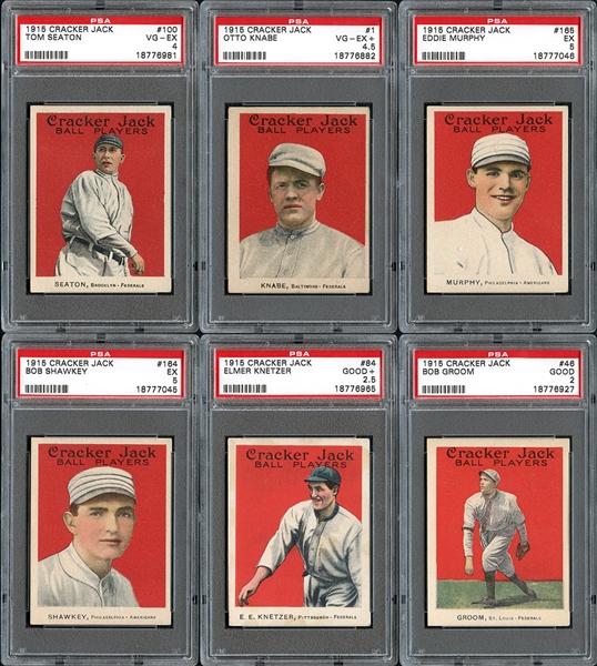 1915 Cracker Jack Group of (6) Graded Cards