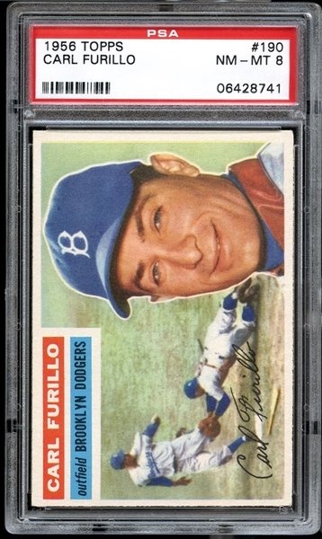 1956 Topps #190 Carl Furillo PSA 8 NM/MT