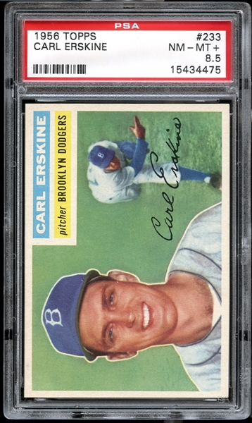 1956 Topps #233 Carl Erskine PSA 8.5 NM/MT+