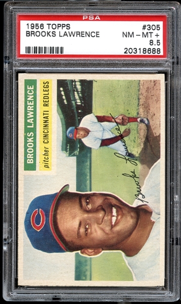 1956 Topps #305 Brooks Lawrence Gray Back PSA 8.5 NM/MT+