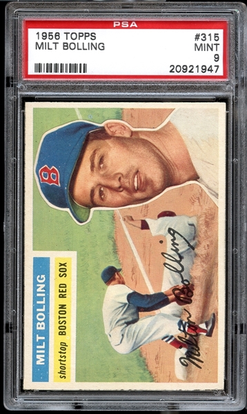 1956 Topps #315 Milt Bolling Gray Back PSA 9 MINT