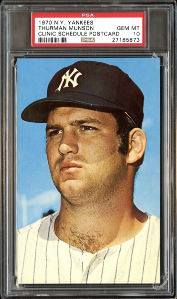 1970 N.Y. Yankees Thurman Munson Postcard PSA 10 GEM MINT