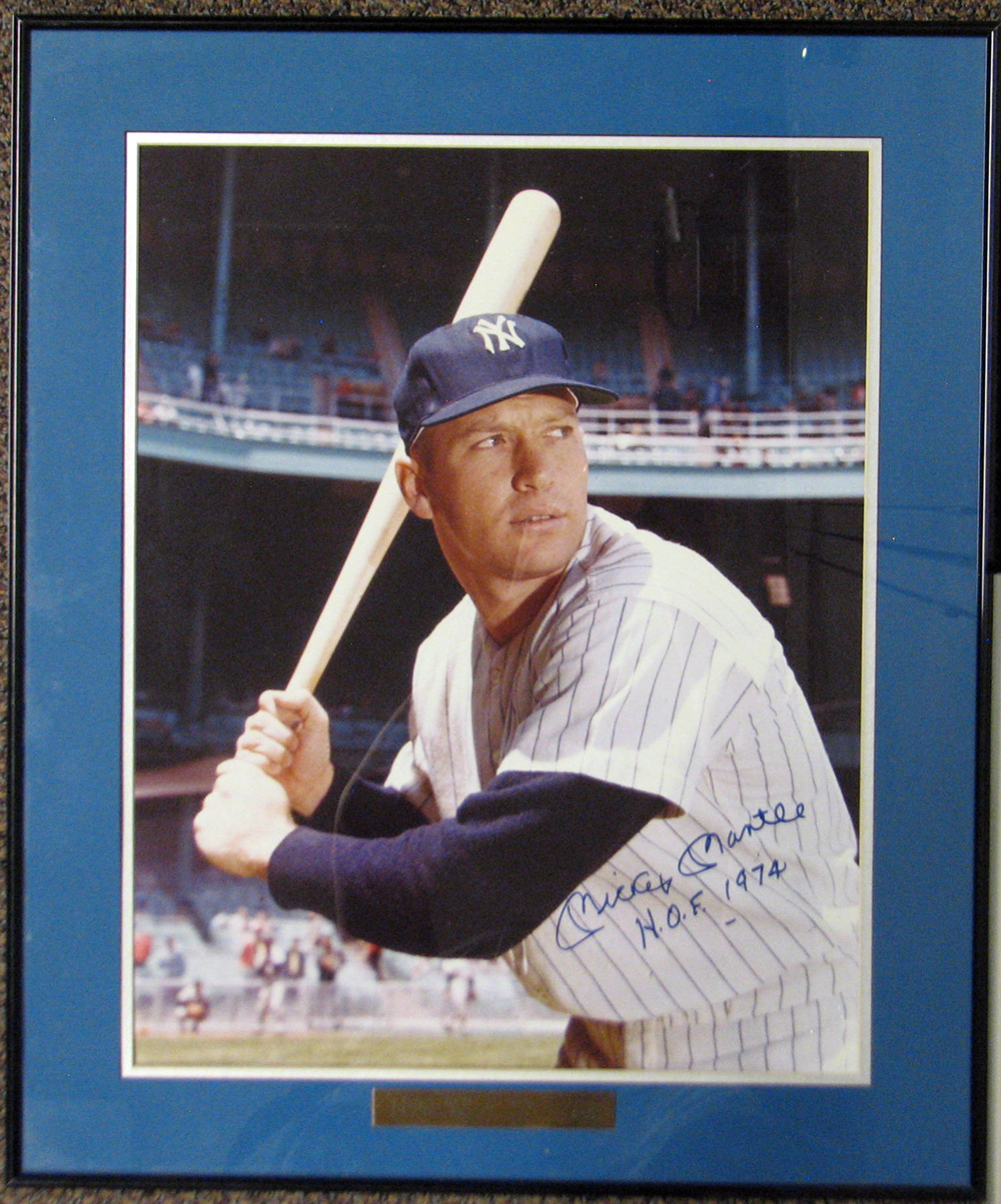 Lot Detail - Mickey Mantle Signed 16x20 Photo With "HOF 1974" Inscription