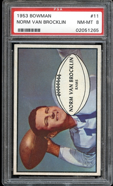 1953 Bowman #11 Norm Van Brocklin PSA 8 NM/MT