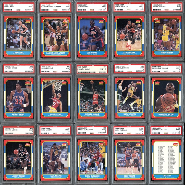 1986-87 Fleer Basketball Complete Set All PSA 9 MINT and GEM MINT 10