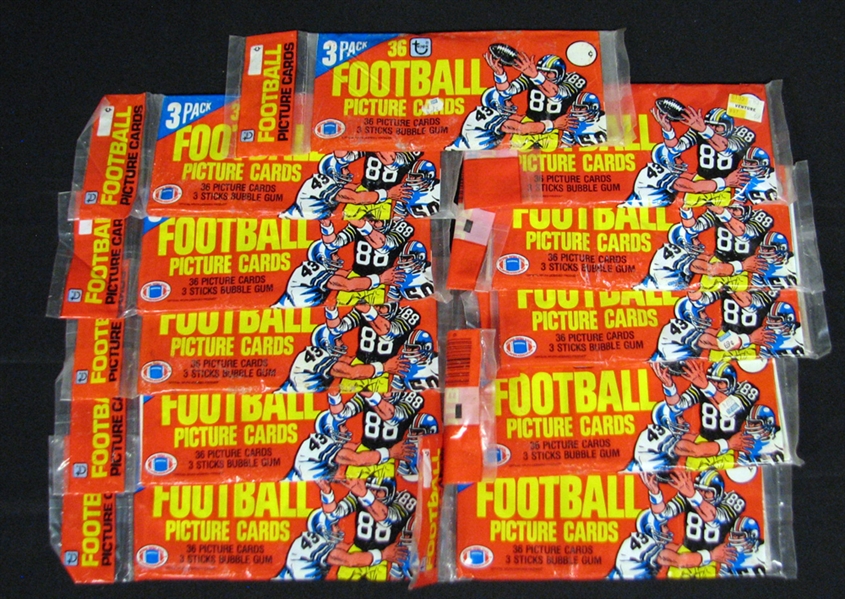 1981 Topps Football Rack Pack Group of (11) in Red Wrapping