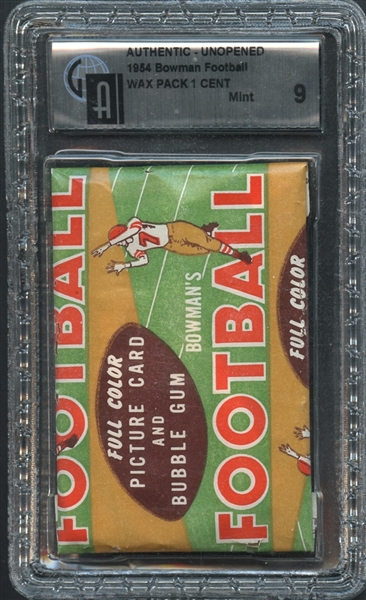 1954 Bowman Football Wax Pack 1 Cent GAI 9 MINT