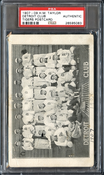 1907-09 H.M. Taylor Detroit Club Tigers Postcard PSA Authentic