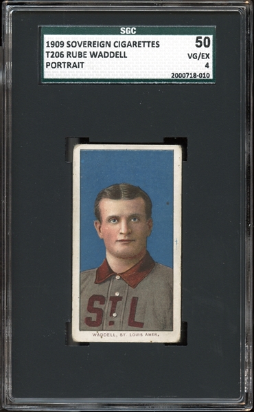 1909 Sovereign T206 Rube Waddell Portrait SGC 50 VG/EX 4