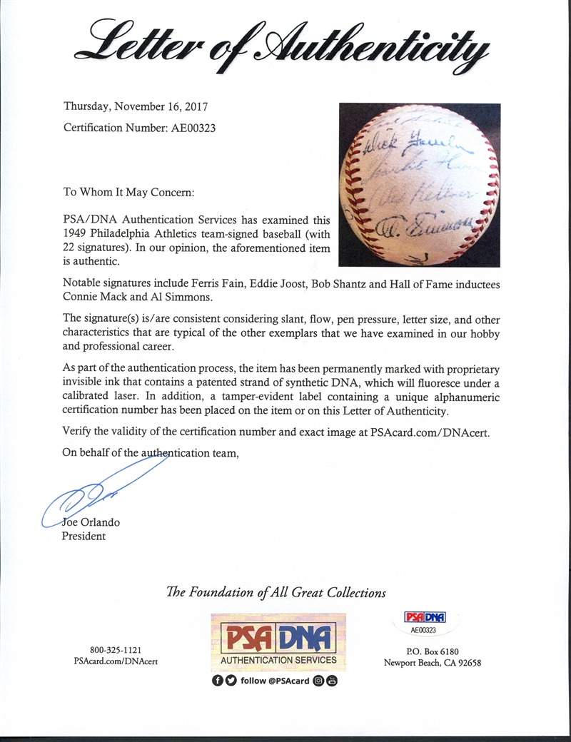 1954 Philadelphia Athletics Team Signed Baseball (27, Lot #44075