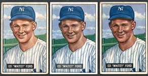 1951 Bowman #1 Whitey Ford Group of (3)