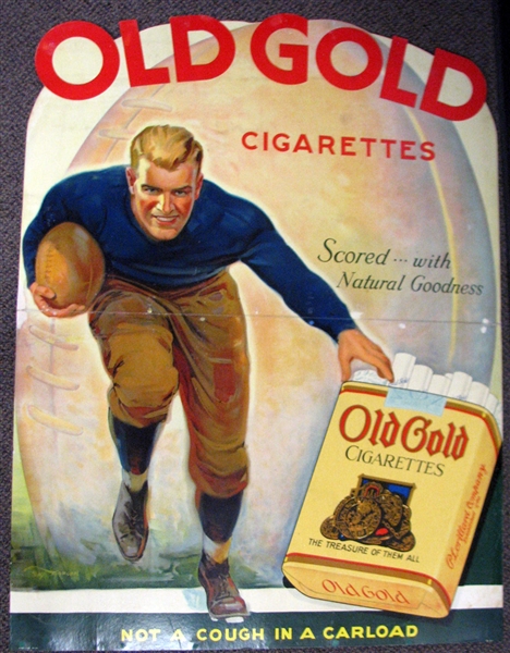 1930s Old Gold Cigarettes Advertising Display with Red Grange