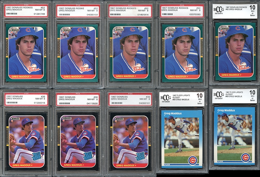 1987 Group of (10) Graded Greg Maddux Rookie Cards