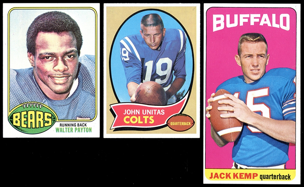 1960s - 70s Collection of Three Football Cards Including Walter Payton Rookie