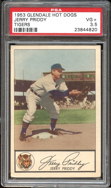 1953 Glendale Meats Jerry Priddy PSA 3.5 VG+