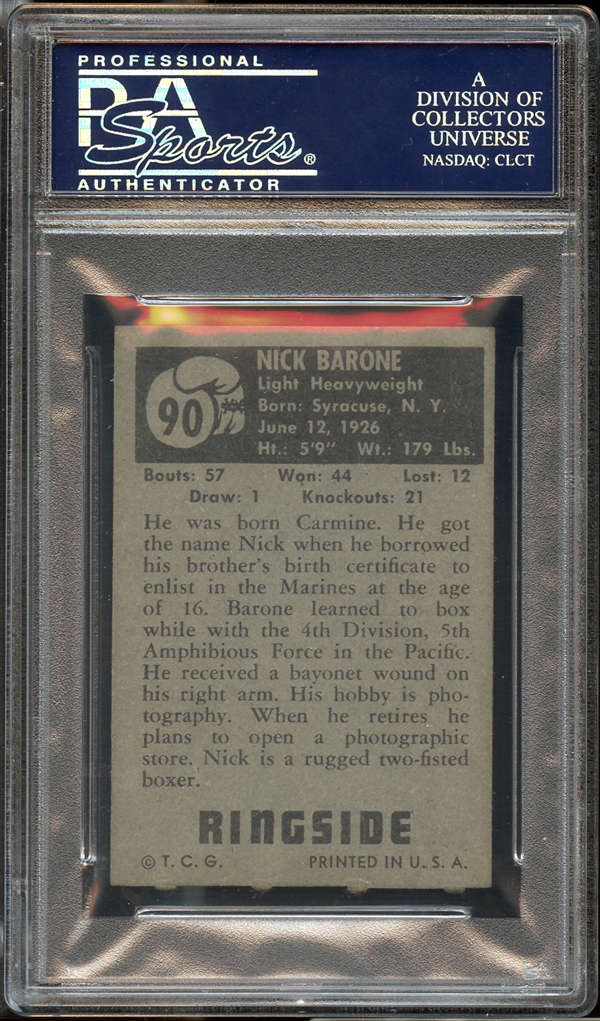 Barone,Nick Signed 1951 Topps Ringside PSA – JO Sports Inc.