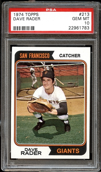 1974 Topps #213 Dave Rader PSA 10 GEM MINT