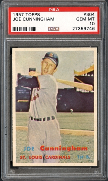 1957 Topps #304 Joe Cunningham PSA 10 GEM MINT