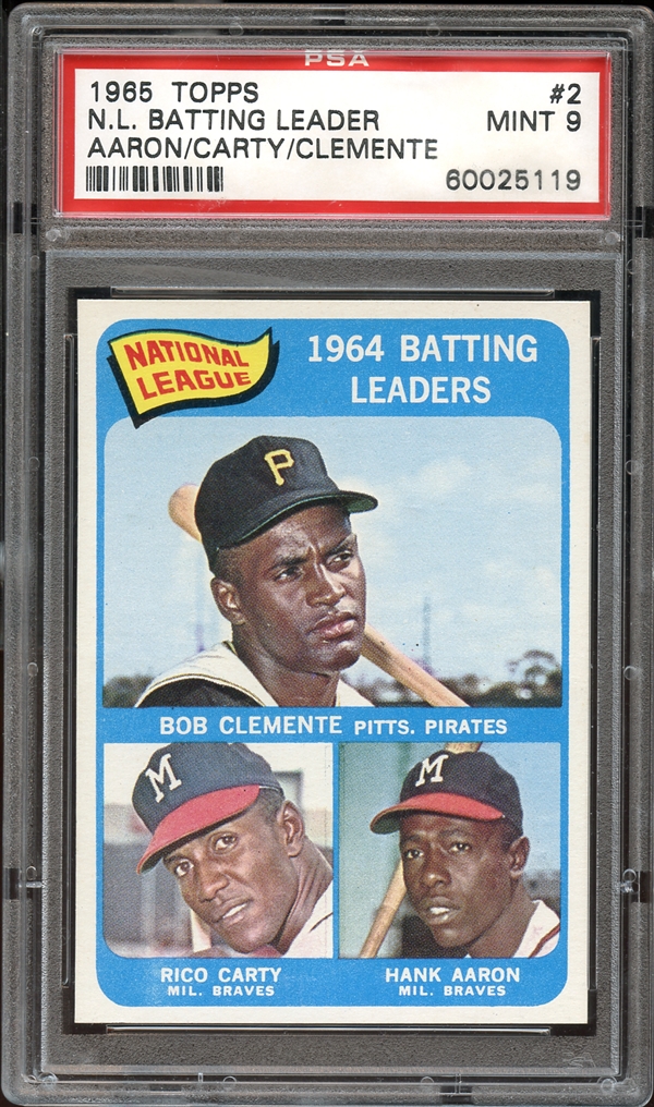 Lot Detail - 1965 Topps # 2 N.L. BATTING LEADERS PSA 9 MINT