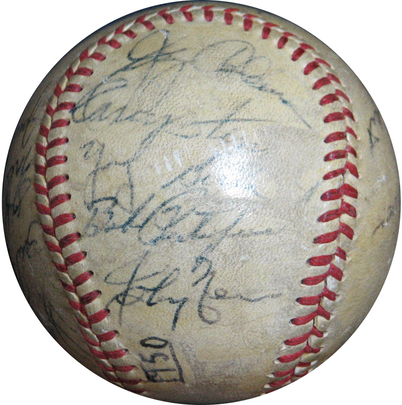 Lot Detail - 1950 New York Yankees Team-Signed Baseball with (17 ...