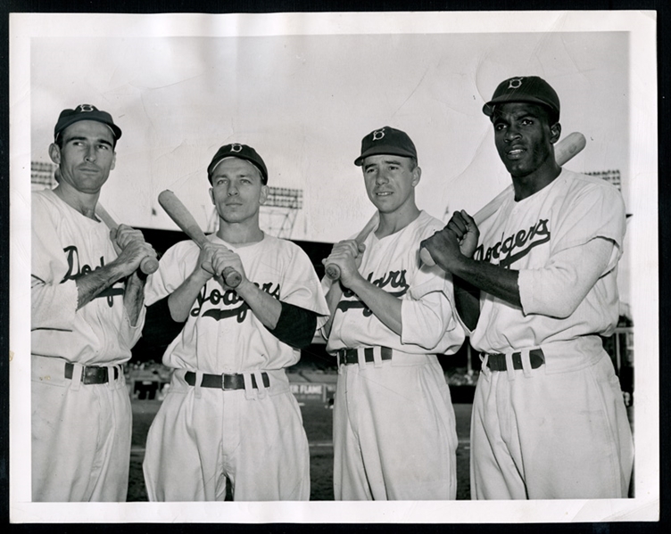 1947 Brooklyn Dodgers "Superstar Infield" Type I Original 7x9 Photo with Rookie Jackie Robinson