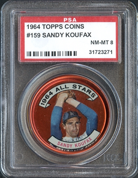 1964 Topps Coins #159 Sandy Koufax PSA 8 NM/MT