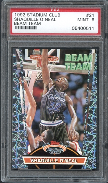 1992 Stadium Club #21 Shaquille ONeal Beam Team PSA 9 MINT