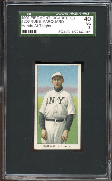 1909-11 T206 Piedmont 150/25 Rube Marquard Hands at Thighs SGC 40 VG 3