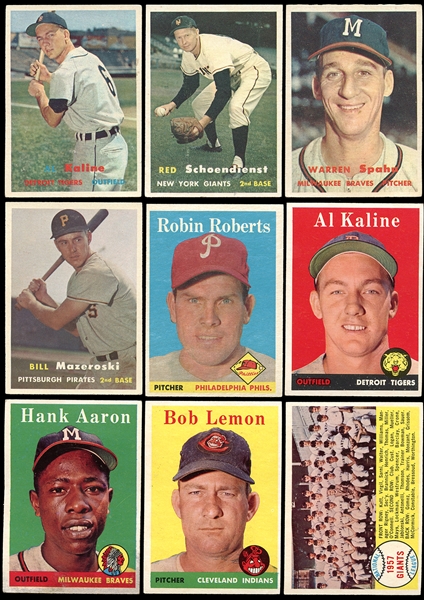 1957-58 Topps Group of Over (140) Baseball Cards Including Stars & HOFers
