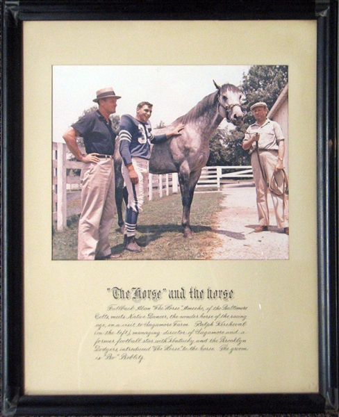 1955 Alan Ameche and Native Dancer "The Horse and the Horse" Type I Original Photo in Framed Display