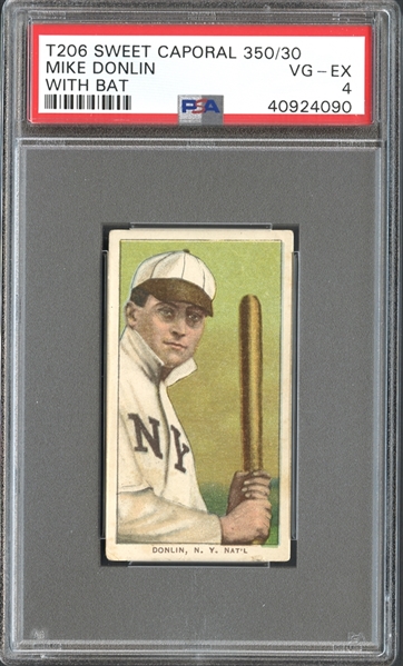 1909-11 T206 Sweet Caporal 350/30 Mike Donlin with Bat PSA 4 VG/EX