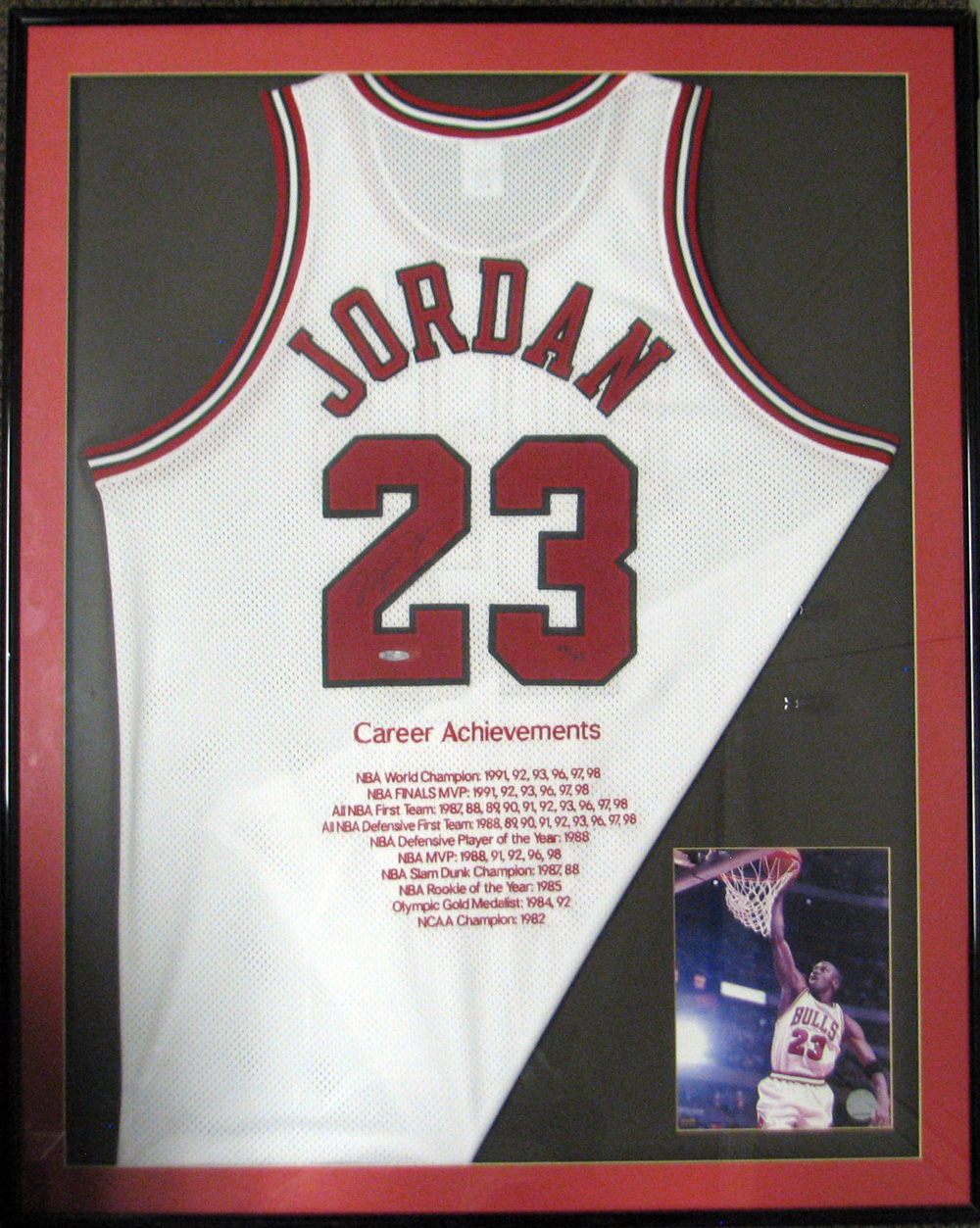 Michael Jordan Autographed Championship Shots Jersey Numbers UNC /  Chicago Bulls
