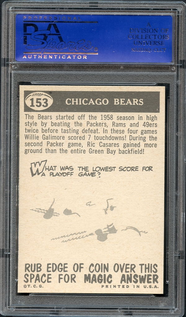 1959 Topps Chicago Bears (Pennant Card)