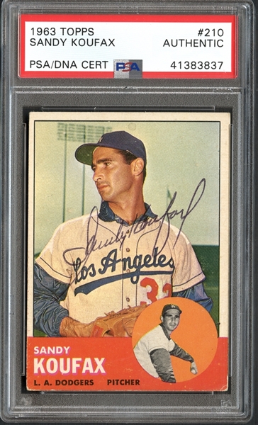 1963 Topps #210 Sandy Koufax Autographed PSA/DNA Authentic