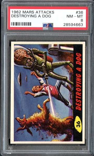 1962 Mars Attacks #36 Destroying a Dog PSA 8 NM/MT