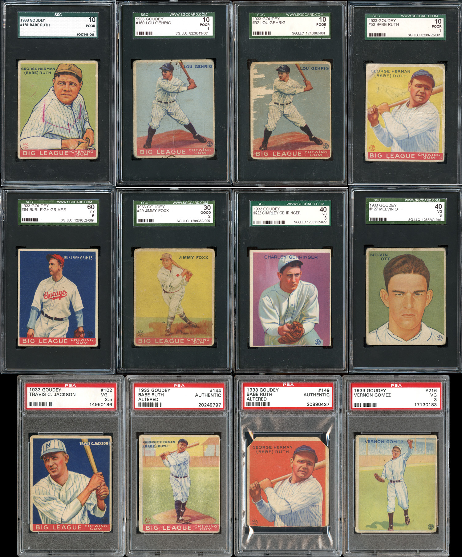 Lot Detail - 1933 Goudey Complete Set Mostly Graded