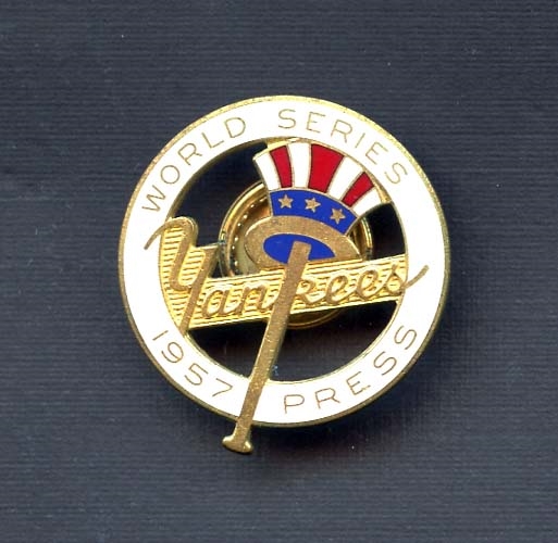 1957 New York Yankees World Series Press Pin