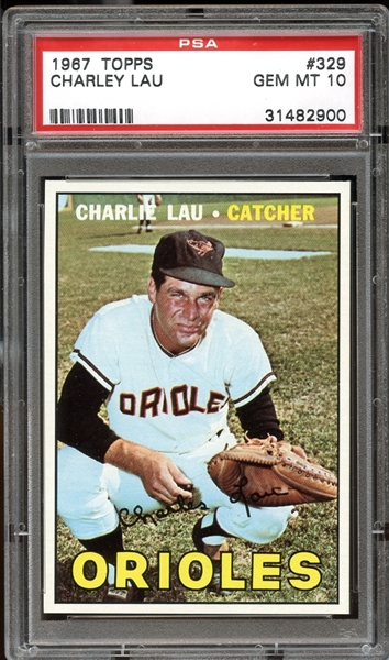 1967 Topps #329 CHARLIE LAU PSA 10 GEM MINT