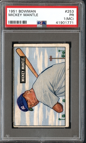 1951 Bowman #253 Mickey Mantle PSA 1(MC) PR