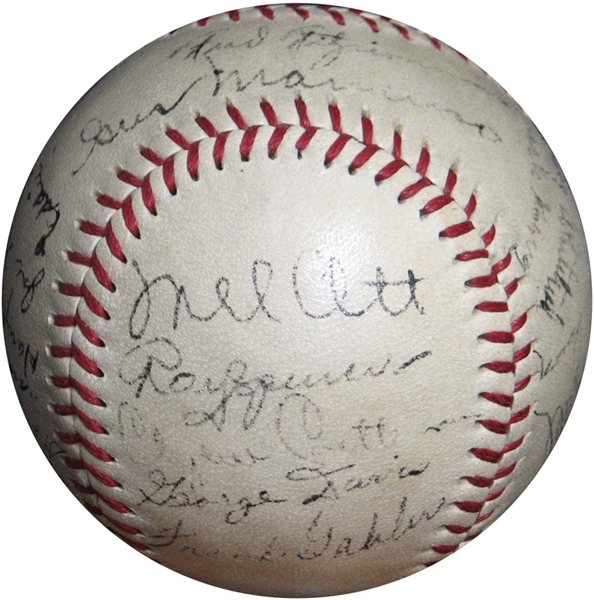 1936 New York Giants Team-Signed ONL (Frick) Ball with (23) Signatures Featuring Mel Ott