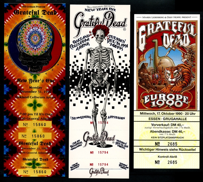 1990-91 Grateful Dead Full Ticket Group of (3)