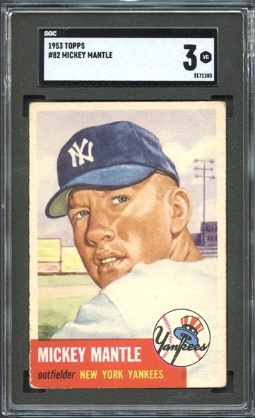 1953 Topps #82 Mickey Mantle SGC 3 VG