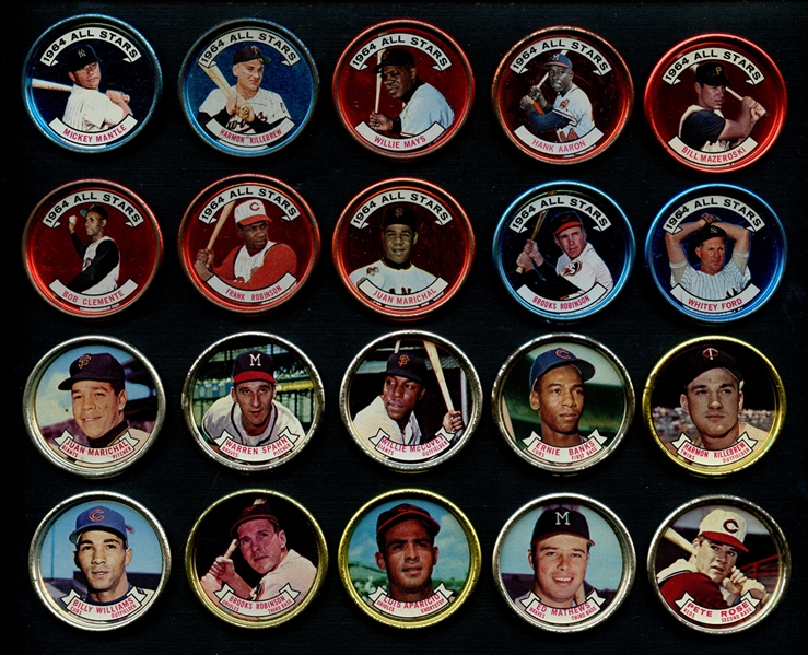 1964 Topps Coins Group of (54) with Many HOFers Including Mantle