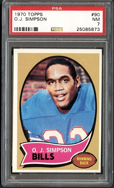 1970 Topps #90 O.J. Simpson PSA 7 NM