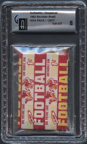 1952 Bowman Small Football Wax Pack 1 Cent GAI 8 NM/MT