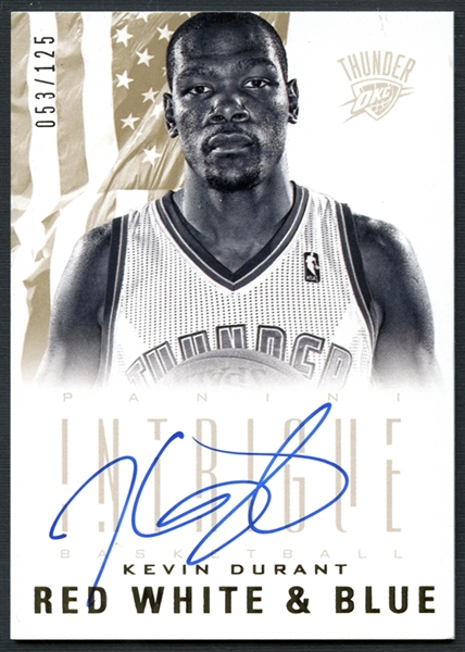 2012-13 Panini Intrigue Red, White & Blue Autographs #1 Kevin Durant 53/125